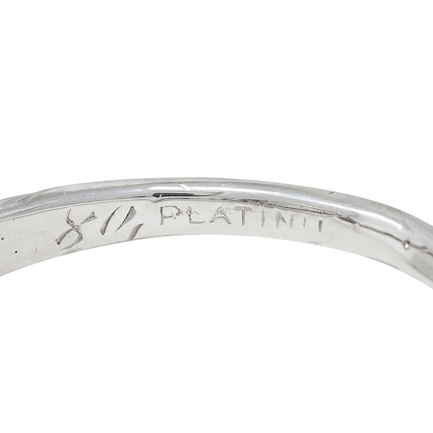 Edwardian 0.45 CTW Old European Diamond Platinum Bow Basket Engagement Ring For Sale 3