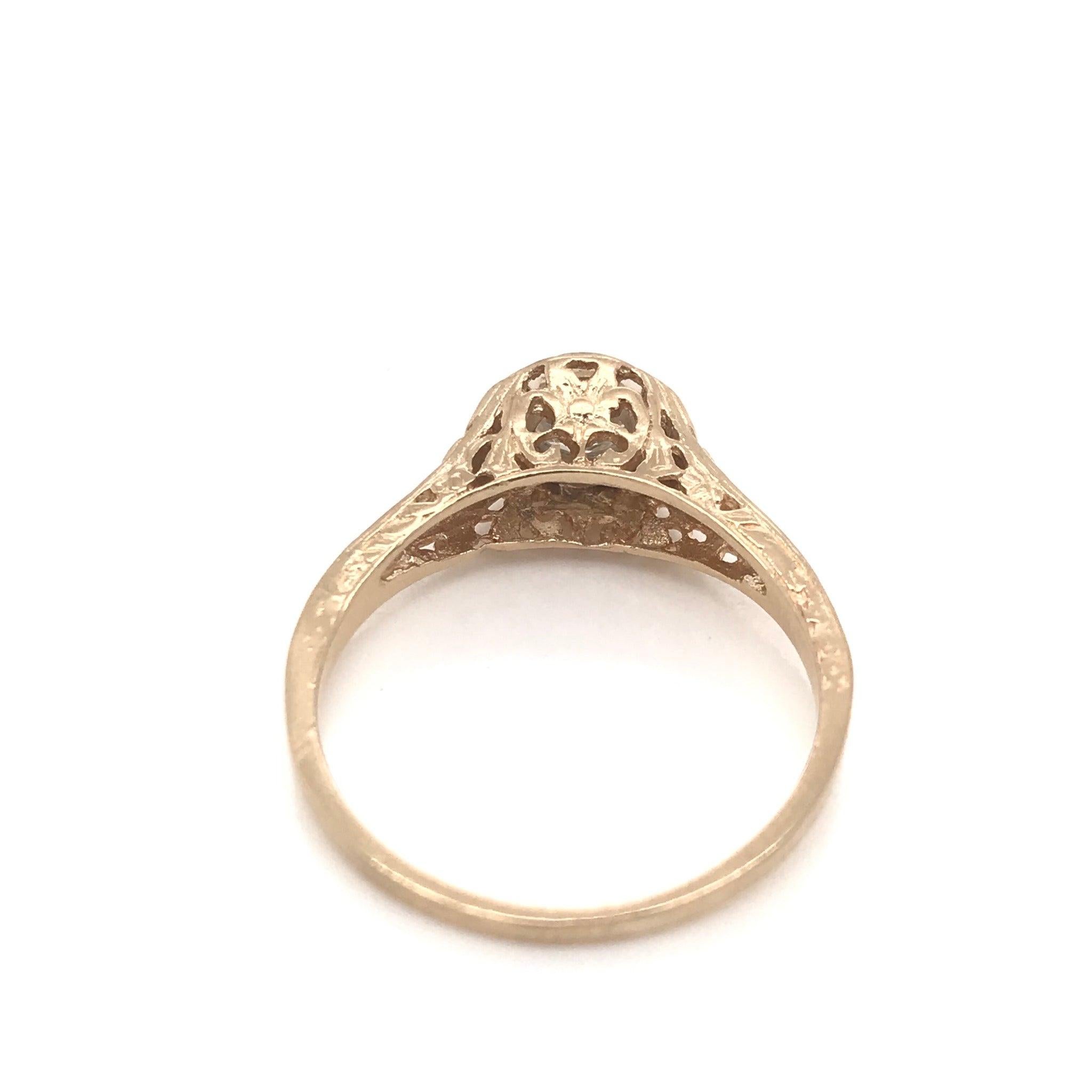 Edwardian 0.5 Carat Diamond Ring 14K Yellow Gold For Sale 5