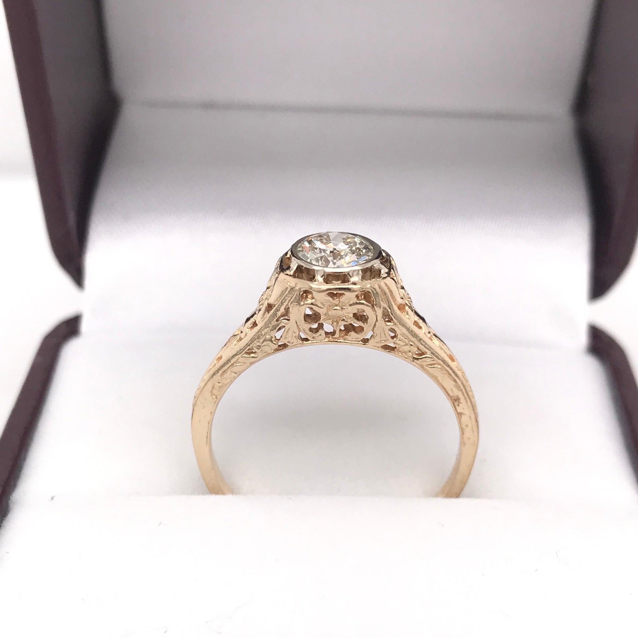 Edwardian 0.5 Carat Diamond Ring 14K Yellow Gold In Good Condition For Sale In Montgomery, AL