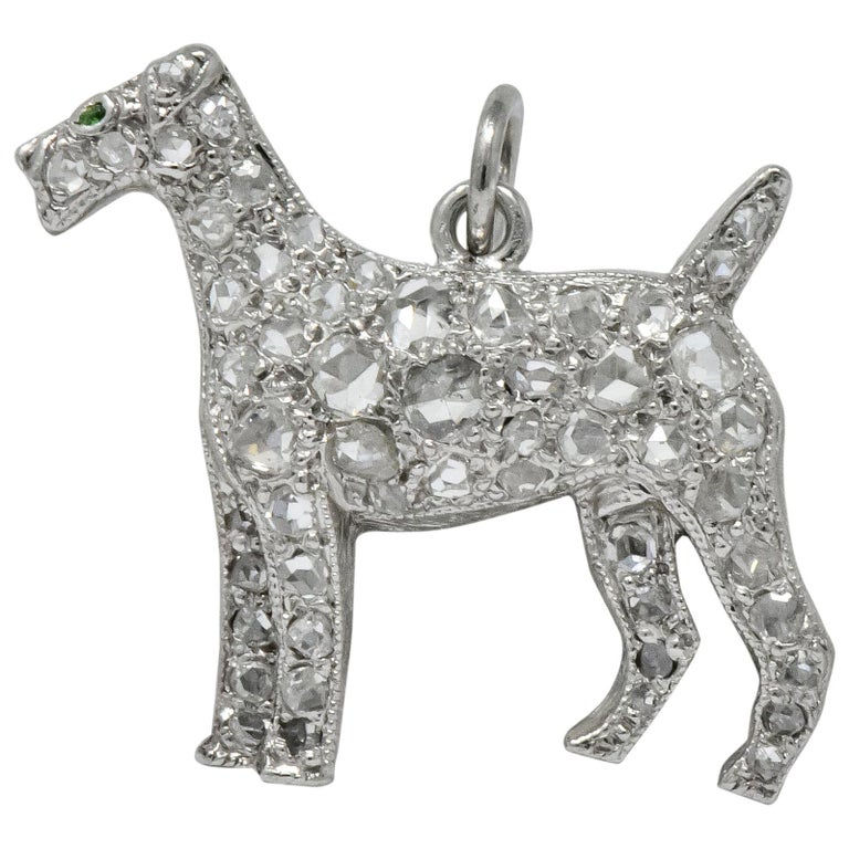 Mireval Sterling Silver Enameled Airedale Dog Charm on an Optional Charm Holder 