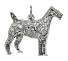 Edwardian 0.50 Carat Diamond Platinum Airedale Terrier Dog Charm, circa 1915