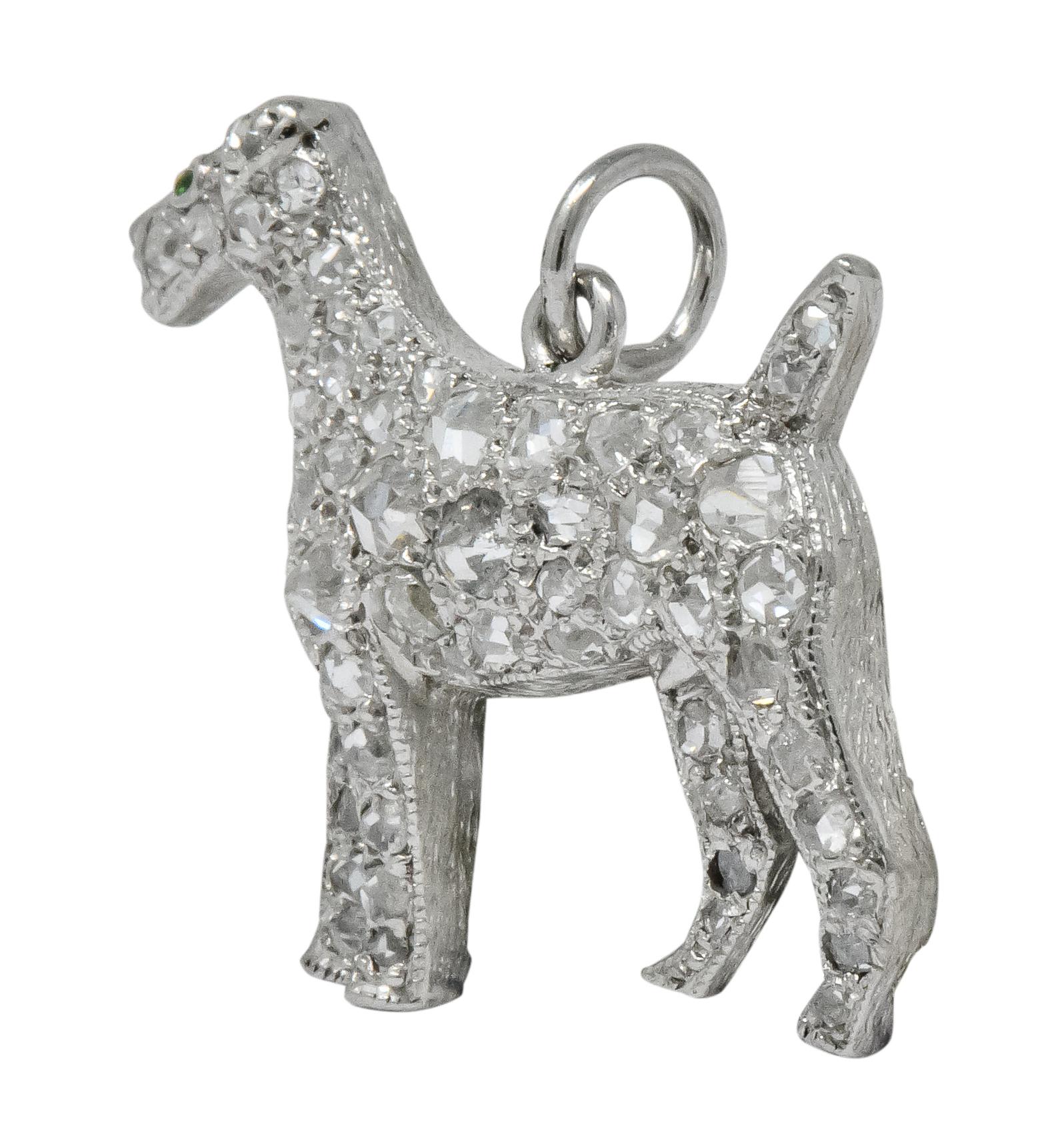 Edwardian 0.50 Carat Diamond Platinum Airedale Terrier Dog Charm, circa 1915 In Excellent Condition In Philadelphia, PA