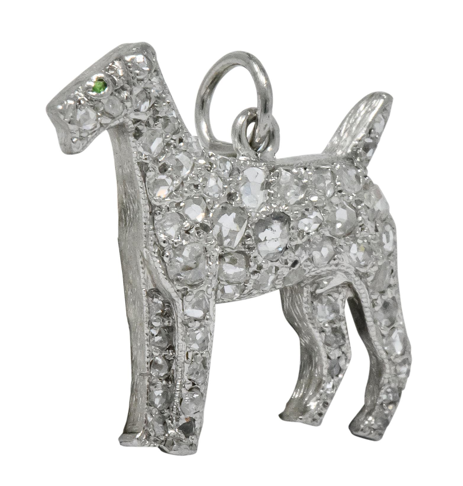 Women's or Men's Edwardian 0.50 Carat Diamond Platinum Airedale Terrier Dog Charm, circa 1915