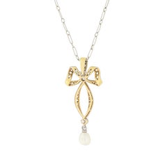 Edwardian 0.50ct Diamond and Pearl Necklace, c.1910s