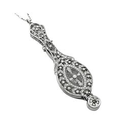 Edwardian 0.50ct Diamond Platinum Lorgnette Pendant Necklace