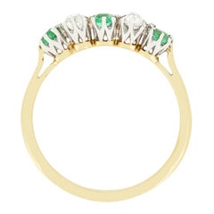 Edwardian 0.50ct Emerald and Diamond Five Stone Ring, c.1910s