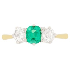 Edwardian 0.50ct Emerald and Diamond Trilogy Ring, c.1910s
