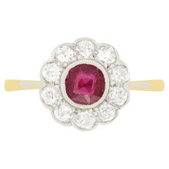 Edwardian 0.50ct Ruby and Diamond Daisy Cluster Ring, circa 1910s