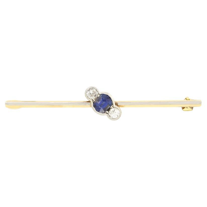 Edwardian 0.50ct Sapphire and Diamond Brooch, c.1910s