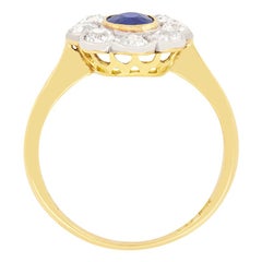 Edwardian 0.50ct Sapphire and Diamond Cluster Ring, c.1910s