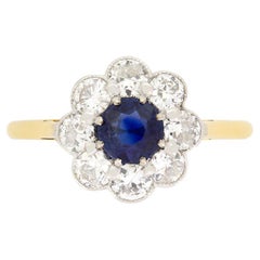 Edwardian 0.50ct Sapphire and Diamond Cluster Ring, c.1910s