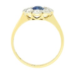 Edwardian 0.50ct Sapphire and Diamond Daisy Cluster Ring, c.1910s