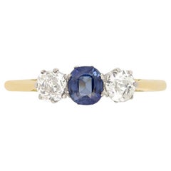 Edwardian 0.50ct Sapphire and Diamond Trilogy Ring, c .1910s