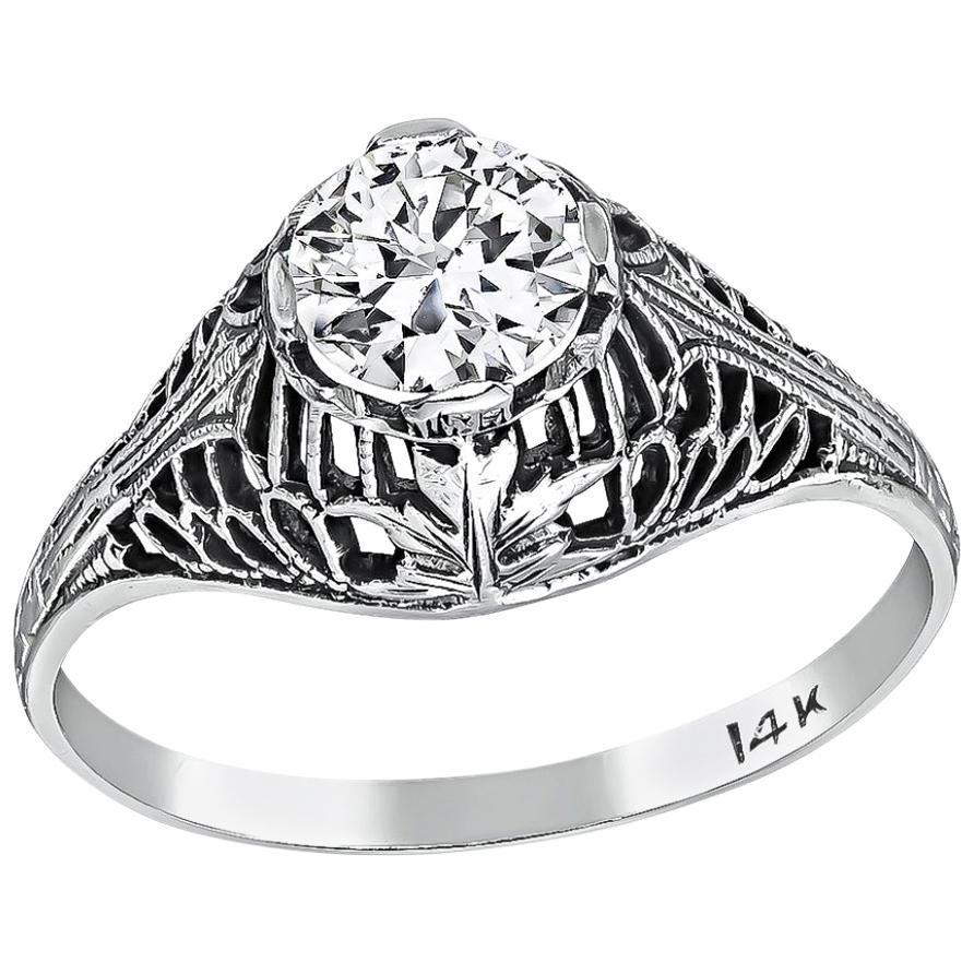 Edwardian 0.51 Carat Diamond Gold Engagement Ring For Sale