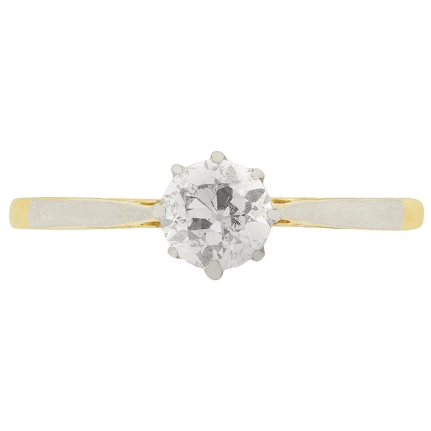 Edwardian 0.51 Carat Diamond Solitaire Engagement Ring, circa 1910s