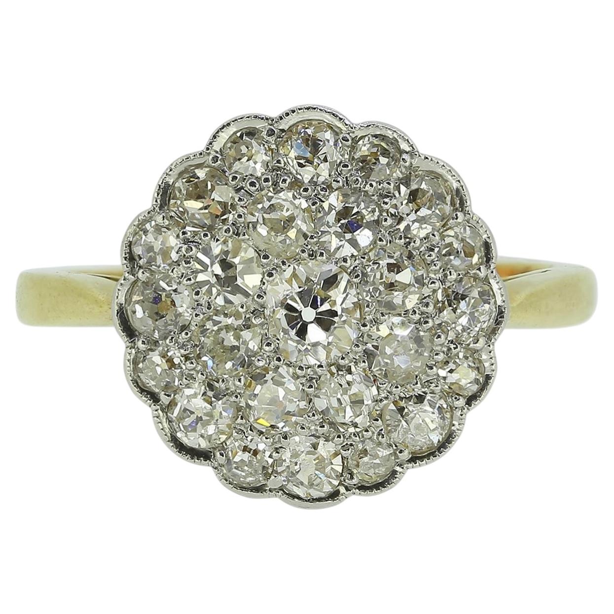 Edwardian 0.52 Carat Diamond Cluster Ring