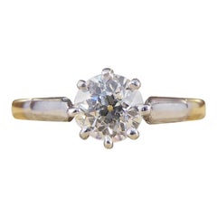 Edwardian 0.53 Carat Diamond Solitaire Ring in 18 Carat Yellow Gold and Platinum