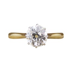 Edwardian 0.55 Carat Diamond Solitaire Ring 18 Carat Yellow Gold and Platinum