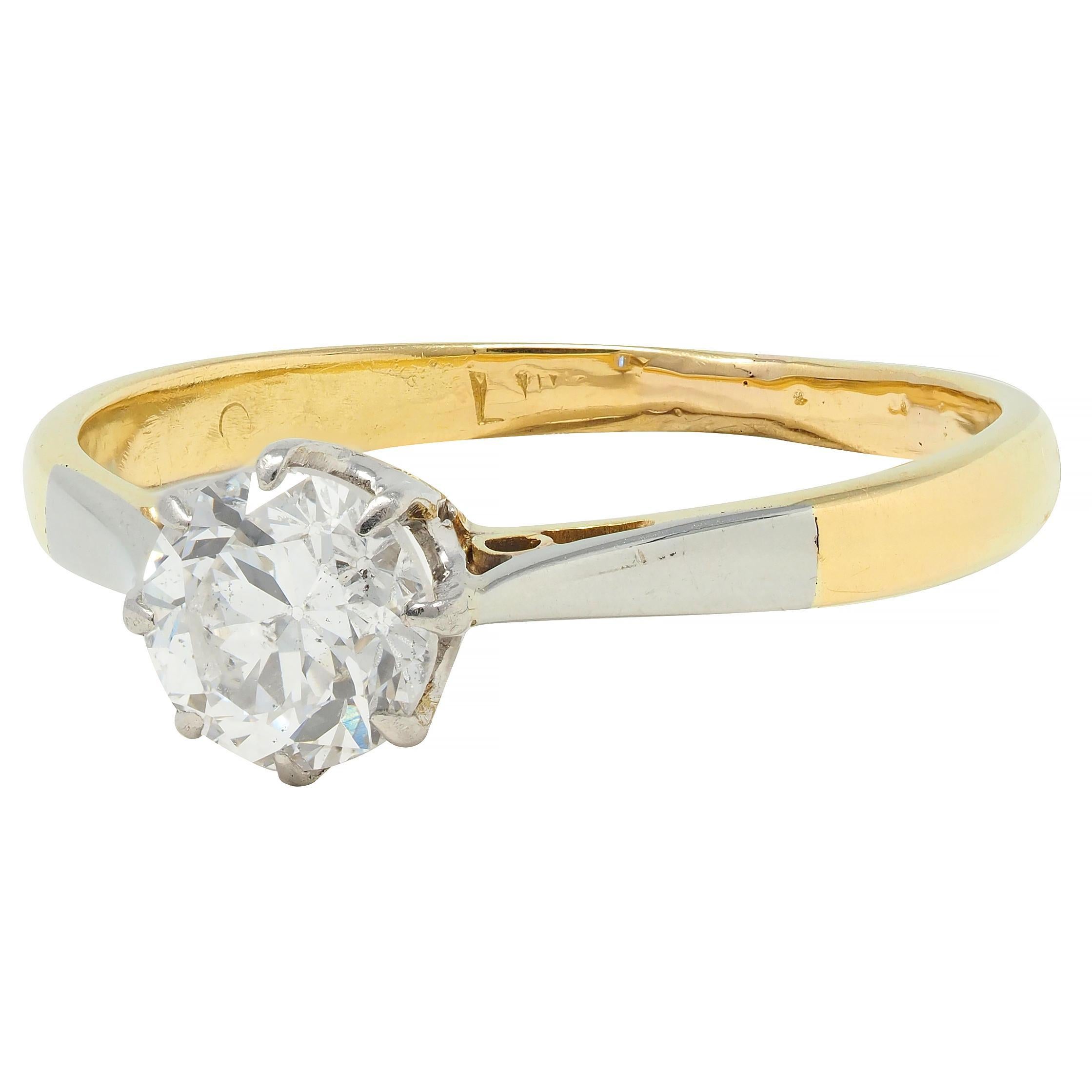 Edwardian 0.55 CTW Old European Cut Diamond Platinum 18 Karat Antique Ring For Sale 3