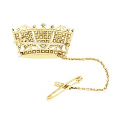 Edwardian 0.55ct Diamond Navy Crown Brooch, c.1910s