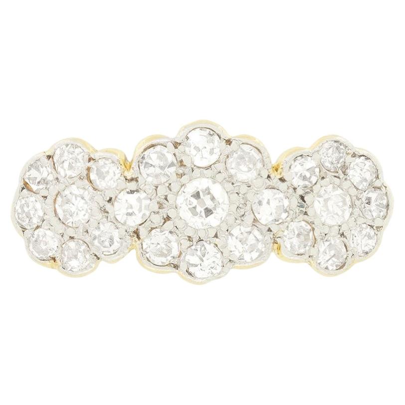 Edwardian 0.55ct Diamond Triple Cluster Ring, c.1910s