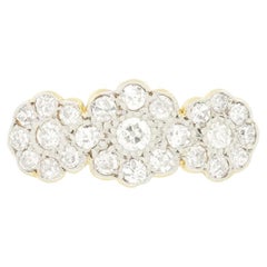 Edwardian 0.55ct Diamond Triple Cluster Ring, c.1910s