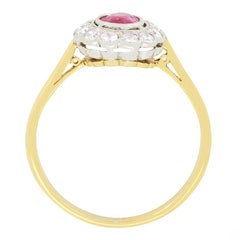 Edwardian 0.55ct Ruby and Diamond Halo Ring, c.1910s