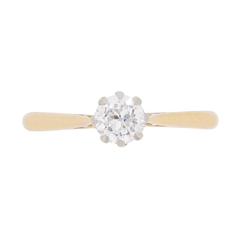 Bague de fiançailles solitaire édouardienne en diamant de 0,60 carat, c. 1910 en vente