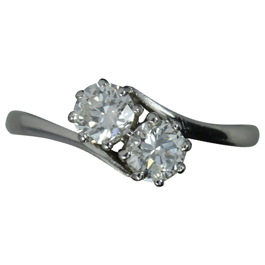 Edwardian 0.60 Carat VS1 Diamond and Platinum Toi Et Moi Engagement Ring