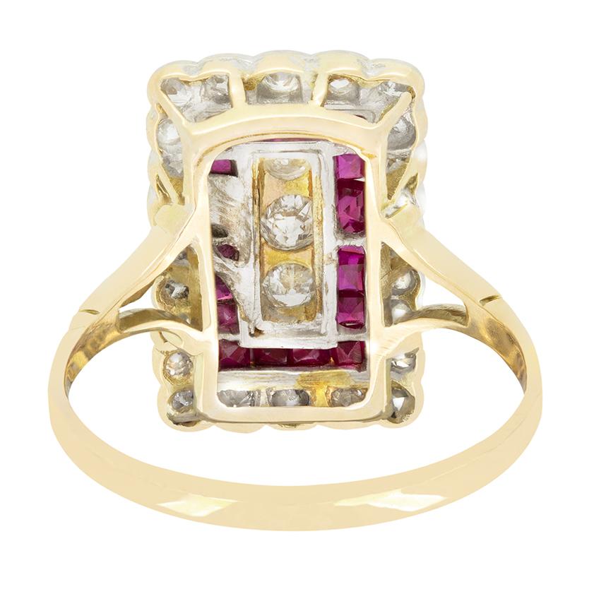 Edwardianischer 0,60ct Diamant und Rubin Target Ring, um 1910 im Zustand „Gut“ im Angebot in London, GB