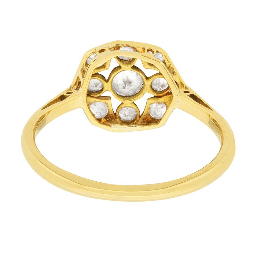 Edwardianischer 0,60 Karat Diamant-Cluster-Ring, ca. 1910er Jahre im Zustand „Gut“ im Angebot in London, GB