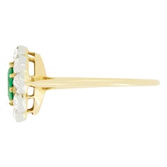 Edwardian 0.60ct Emerald and Diamond Cluster Ring, c.1910s