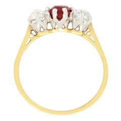 Edwardian 0.60ct Ruby and Diamond Three Stone Ring, c.1910s