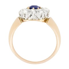Edwardian 0.60ct Sapphire and Diamond Cluster Ring, c.1910s