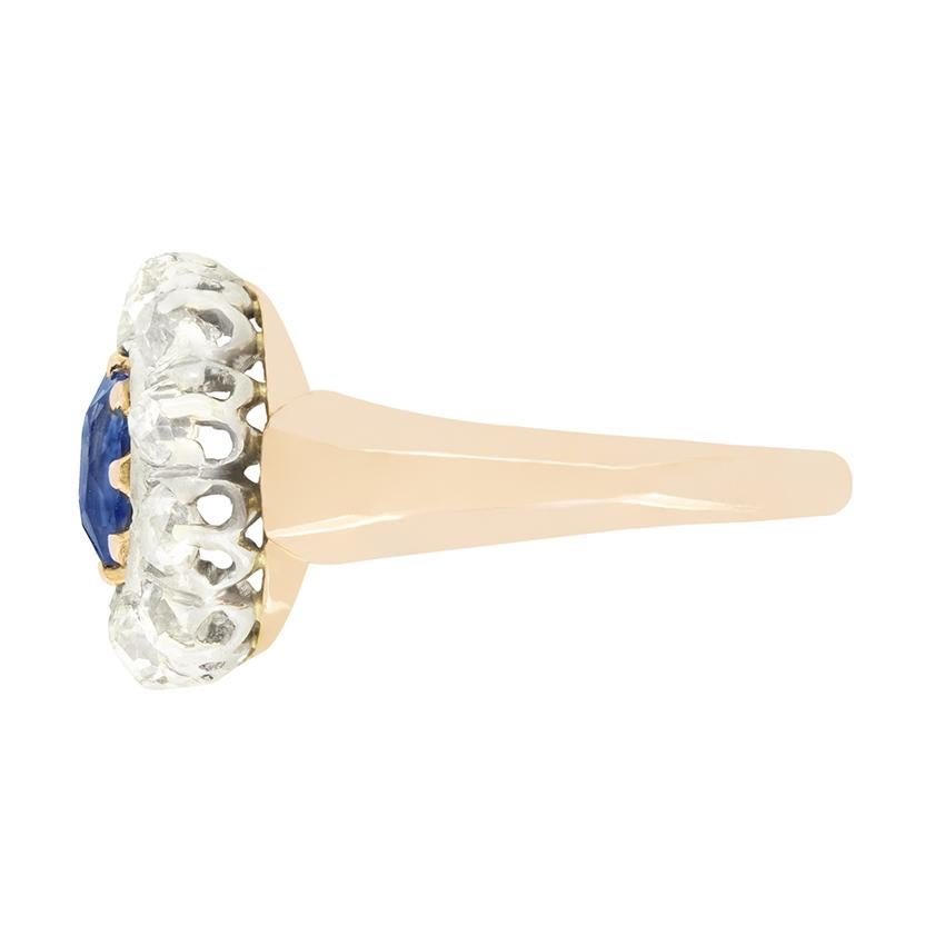 Anillo eduardiano de zafiro y diamantes de 0,60 ct, c.1910 Eduardiano en venta