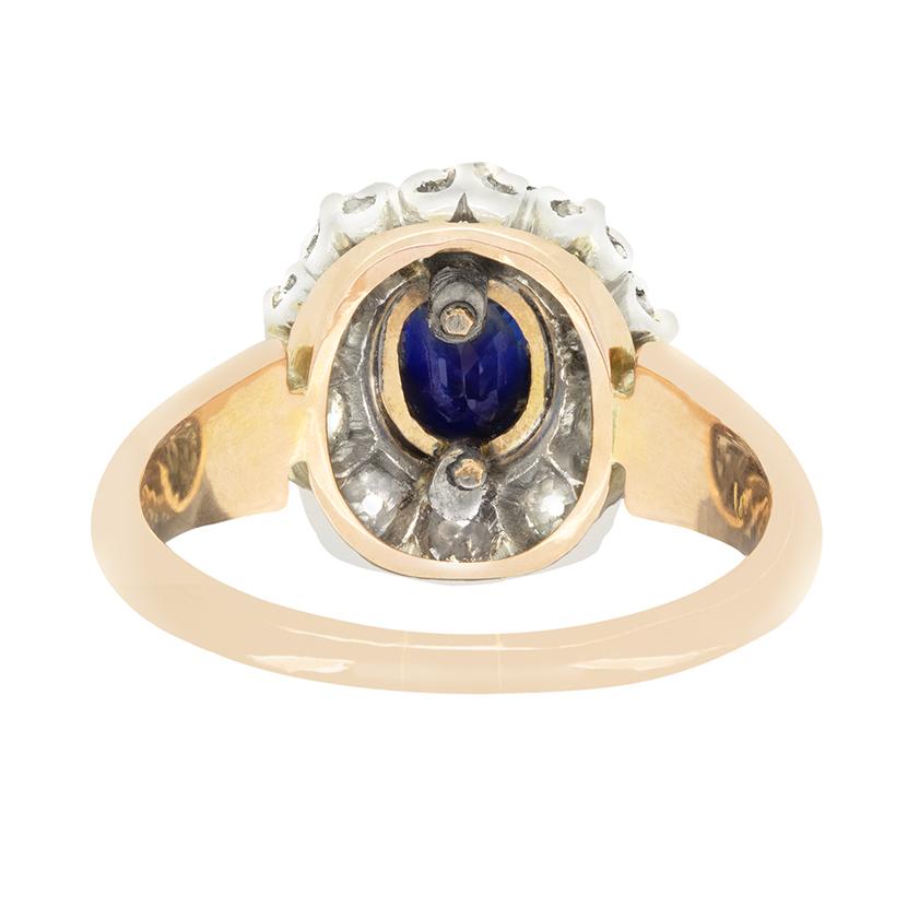 Anillo eduardiano de zafiro y diamantes de 0,60 ct, c.1910 Corte oval en venta