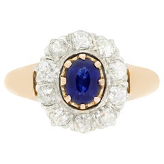 Anillo eduardiano de zafiro y diamantes de 0,60 ct, c.1910