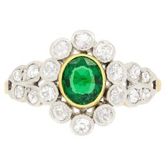 Edwardian 0.60ct Tourmaline and Diamond Cluster Ring, c.1910s