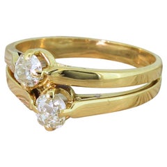 Edwardian 0.62 Carat Old Cut Diamond Double Solitaire Ring