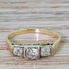Edwardian 0.63 Carat Old Cut Diamond Trilogy Ring