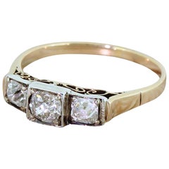 Edwardian 0.63 Carat Old Cut Diamond Trilogy Ring