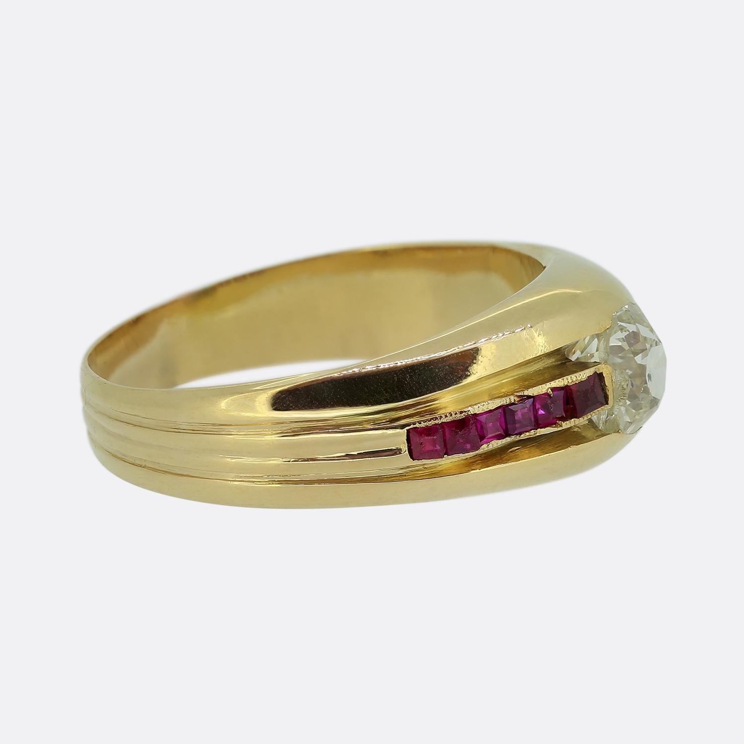 Edoardiano Anello edoardiano con diamanti e rubini da 0,65 carati in vendita