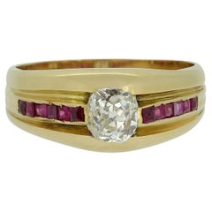 Edwardian 0.65 Carat Diamond and Ruby Ring