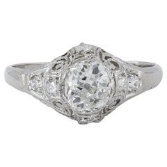 Vintage Edwardian 0.65 Carat Old Mine Cut Diamond Platinum Ring