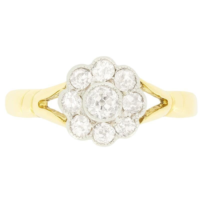 Bague édouardienne à grappes de diamants de 0,65ct, c.1910s