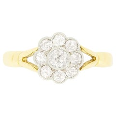 Bague édouardienne à grappes de diamants de 0,65ct, c.1910s
