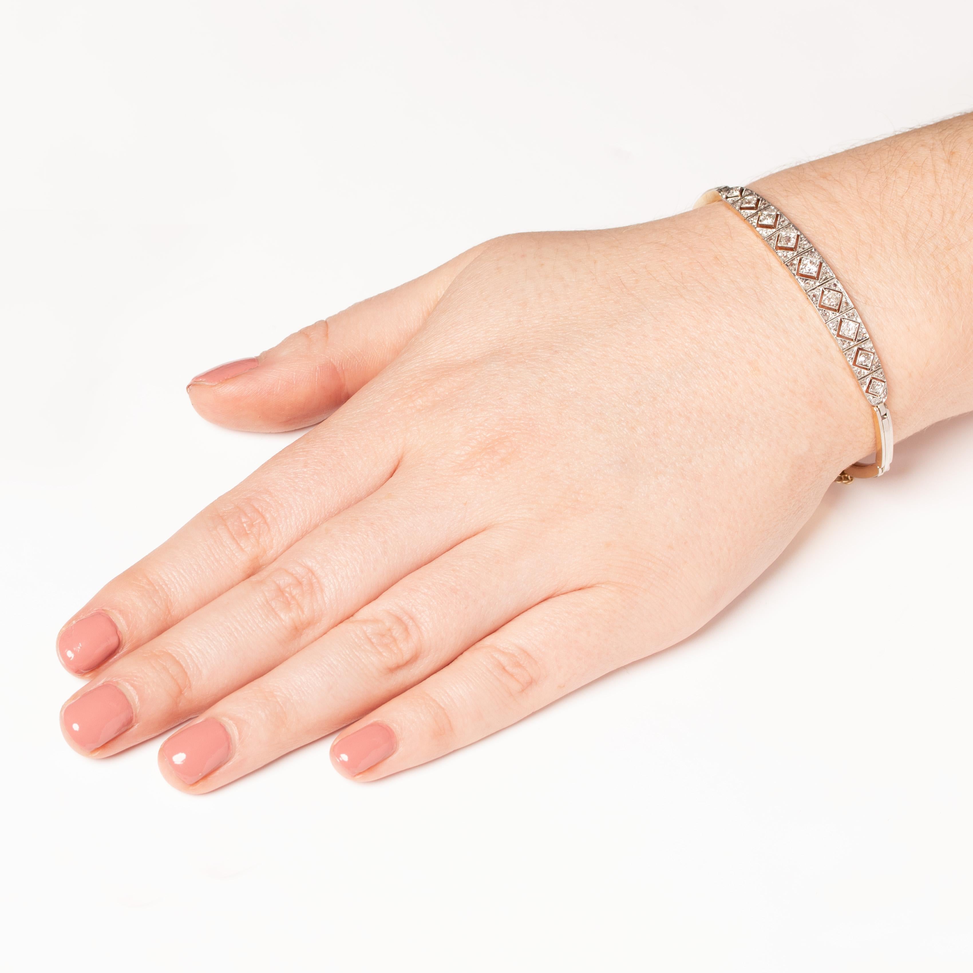 Pulsera eduardiana de diamantes de 0,67 ct, c.1910 Eduardiano en venta