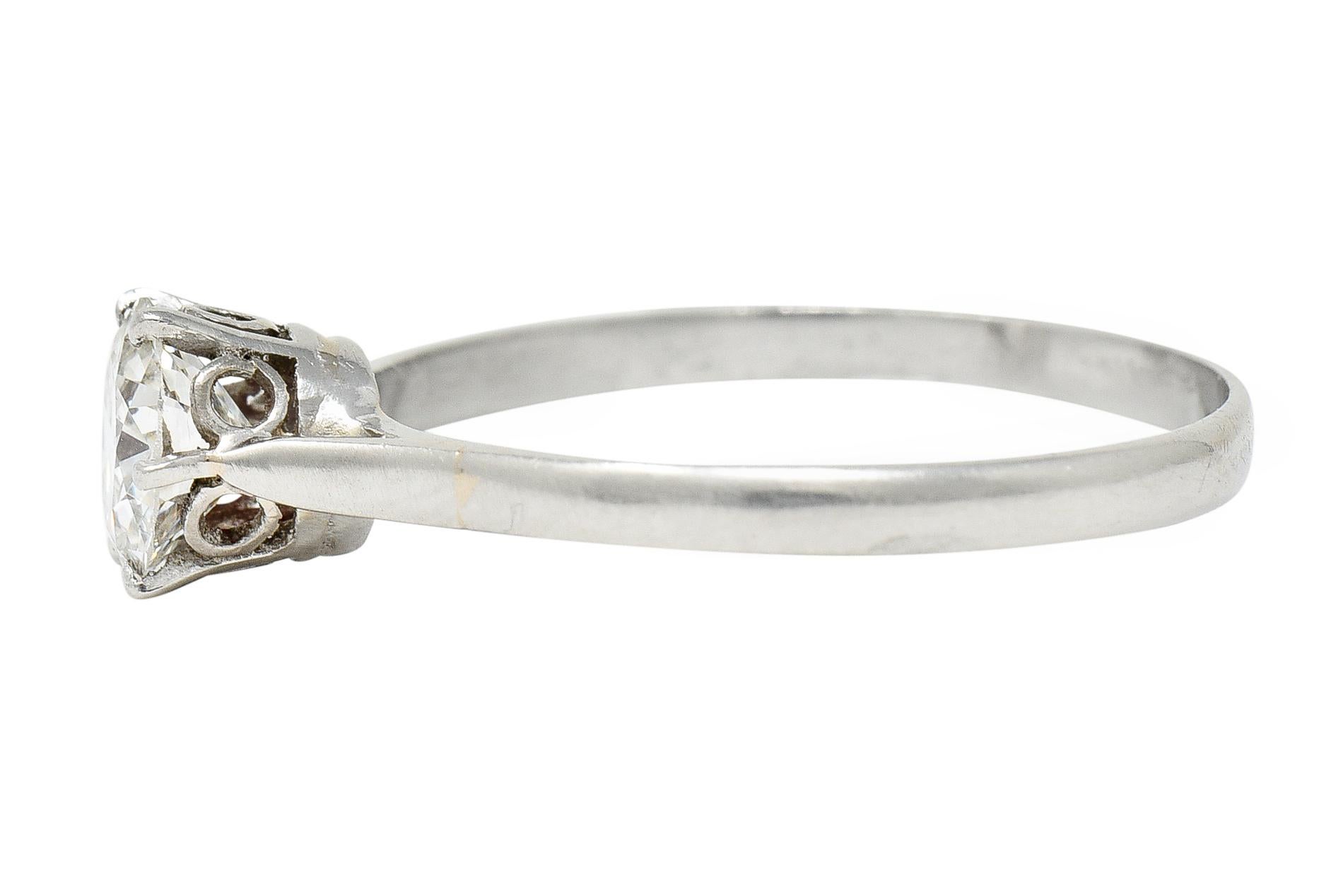 Edwardian 0.68 Carat Old European Cut Diamond Platinum Antique Engagement Ring 2