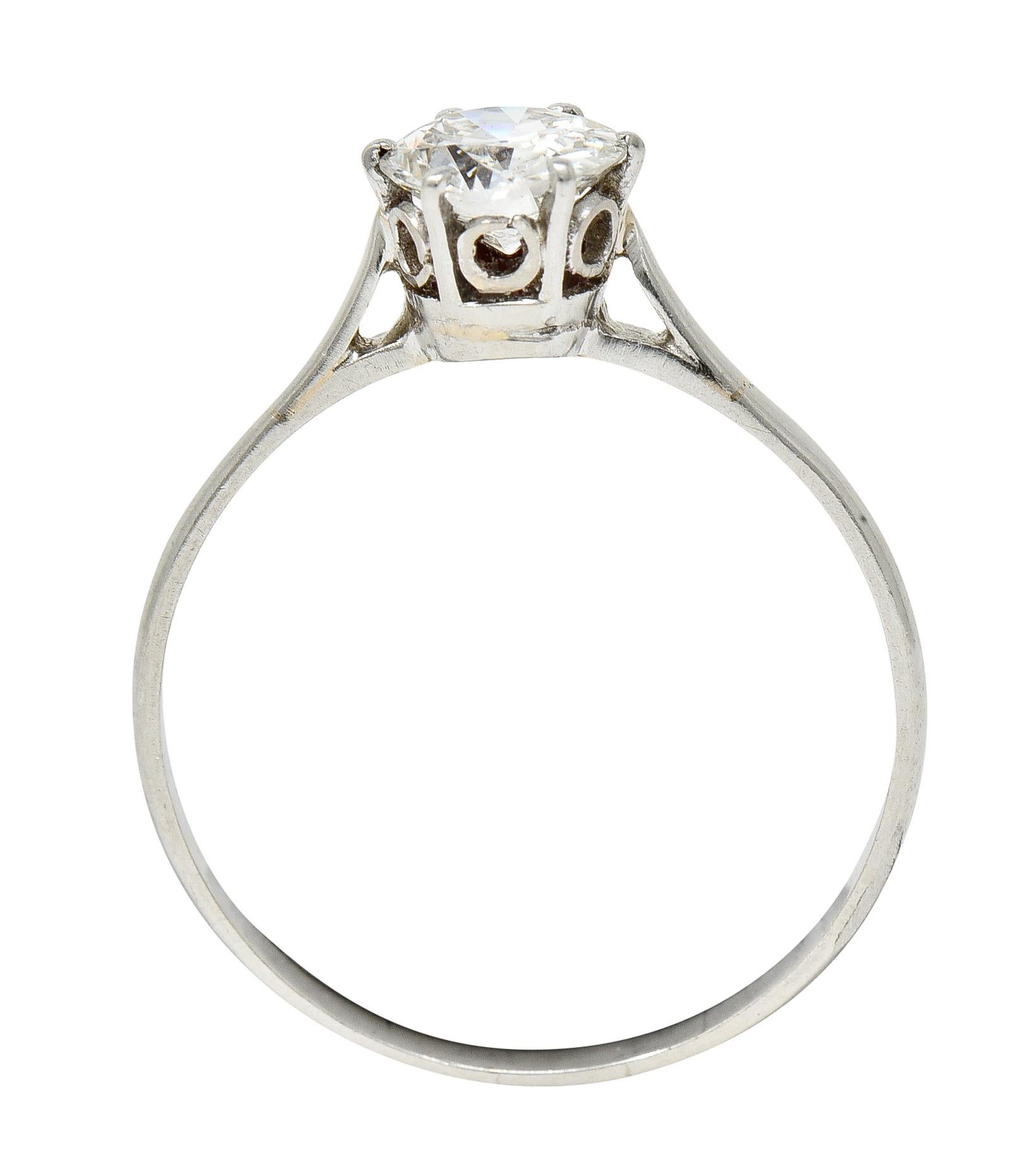 Edwardian 0.68 Carat Old European Cut Diamond Platinum Antique Engagement Ring 5