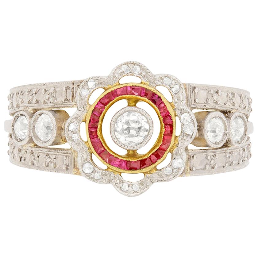 Edwardian 0.70 Carat Diamond and Ruby Ring, circa 1910s